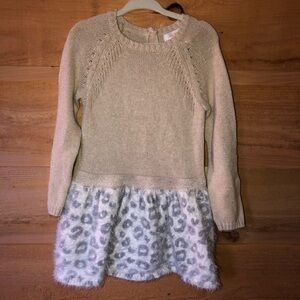 Lilly Wicket gold metallic dress animal print skirt size 2T